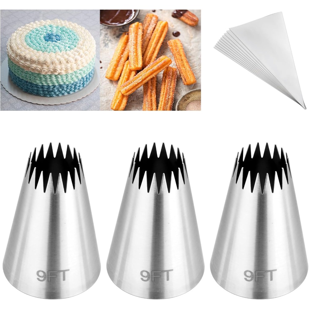 Piping Bag Disposable - 3-teiliges Spritzbeutel- und Spitzenset, 9-teiliges Spritzspitzen-Set
