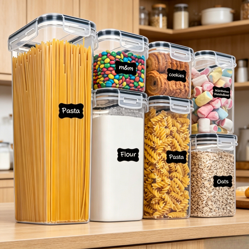 Kitchen Bank - 7-teiliges Küchen-Lebensmittel-Aufbewahrungsbehälter-Set, BPA-freie Luftdichte Plastikboxen mit