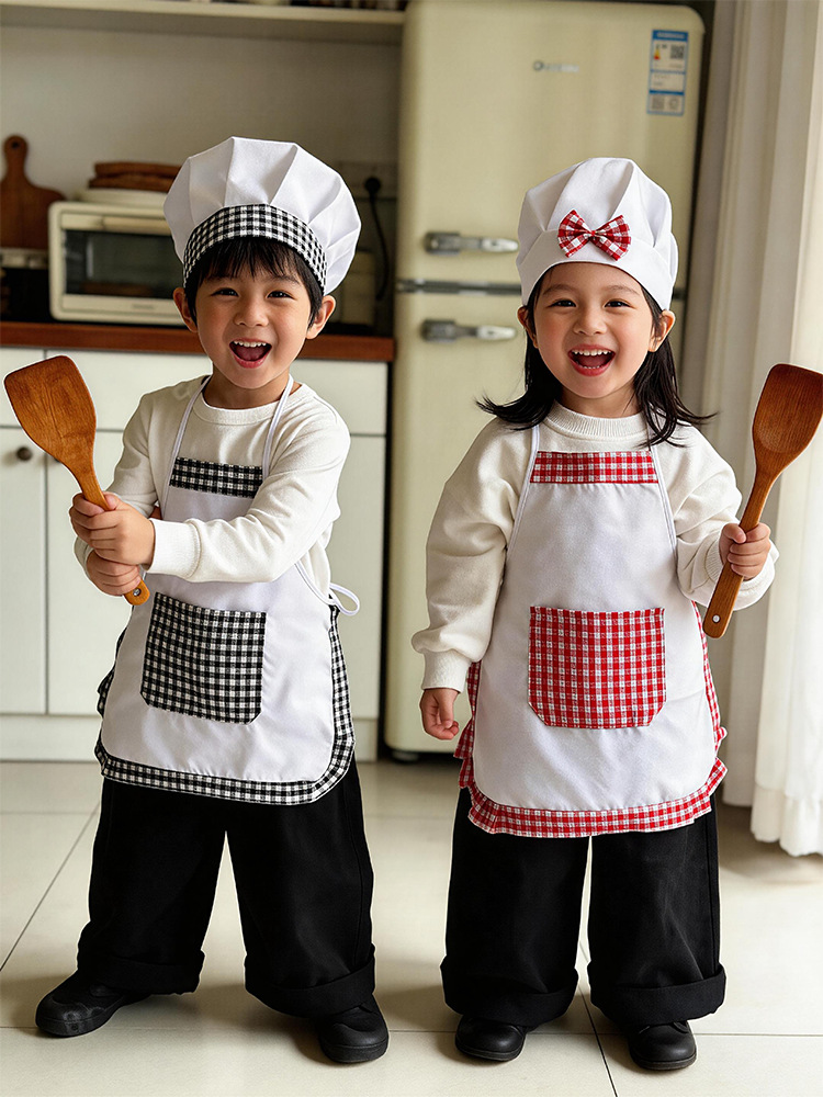 Baking Kitchen Set Up - 2-teiliges Set aus kariertem Kochschürze und