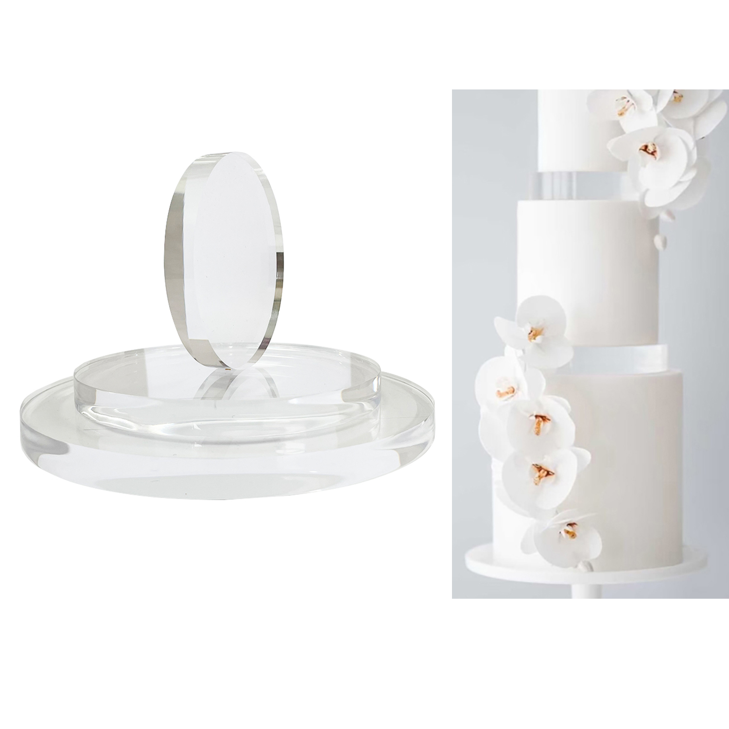Cake Board Round - 15 mm dicker, ultrapolierter, runder Acryl-Kuchen-Abstandshalter,