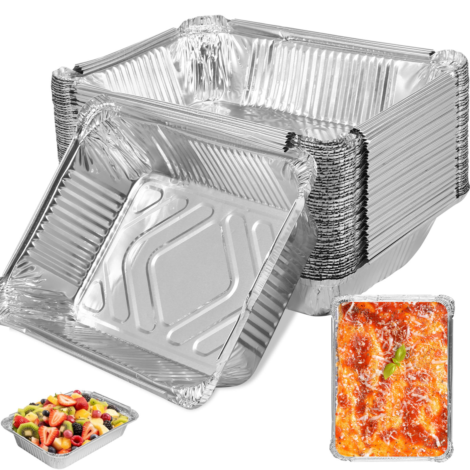 Kitchen Baking Containers - Rechteckige Alufolie-Schale für Heißluftfritteuse, Küchen-Backform, Lebensmittelbehälter,