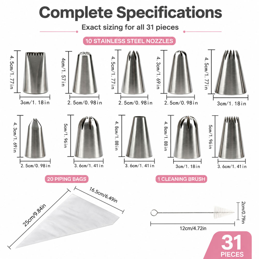 31-teiliges Set mit Spritztüll – Piping Bag Disposable Bewertung und Preis